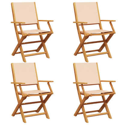vidaXL Gartenstühle 4 Stk. Klappbar Beige Stoff und Massivholz
