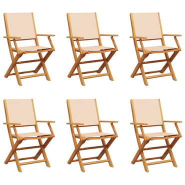 vidaXL Gartenstühle 6 Stk. Klappbar Beige Stoff und Massivholz