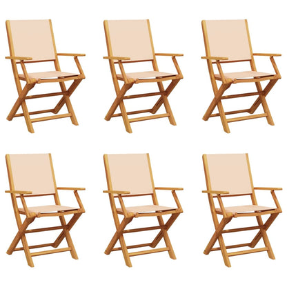 vidaXL Gartenstühle 6 Stk. Klappbar Beige Stoff und Massivholz