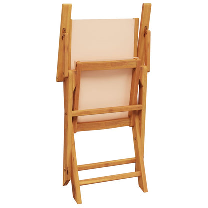 vidaXL Gartenstühle 6 Stk. Klappbar Beige Stoff und Massivholz