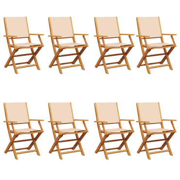 vidaXL Gartenstühle 8 Stk. Klappbar Beige Stoff und Massivholz