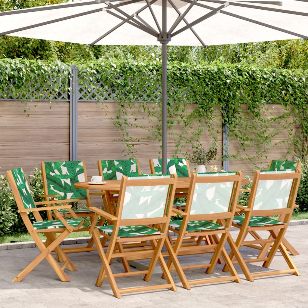vidaXL Gartenstühle 8 Stk. Klappbar Grün Stoff und Massivholz