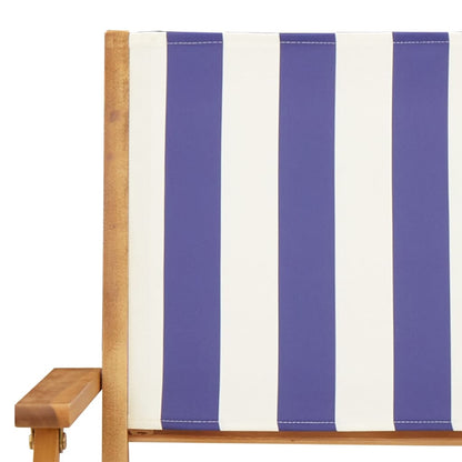 vidaXL Gartenstühle 4 Stk. Klappbar Blau und Weiß Stoff und Massivholz