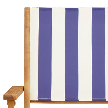 vidaXL Gartenstühle 8 Stk. Klappbar Blau und Weiß Stoff und Massivholz