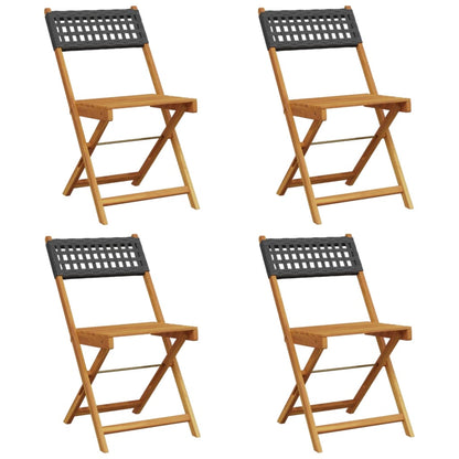 vidaXL Gartenstühle 4 Stk. Klappbar Schwarz Poly Rattan & Massivholz
