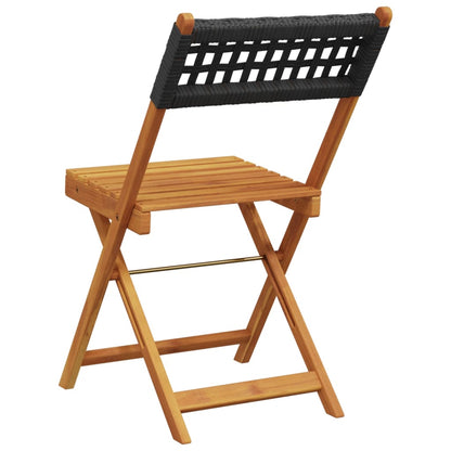 vidaXL Gartenstühle 4 Stk. Klappbar Schwarz Poly Rattan & Massivholz