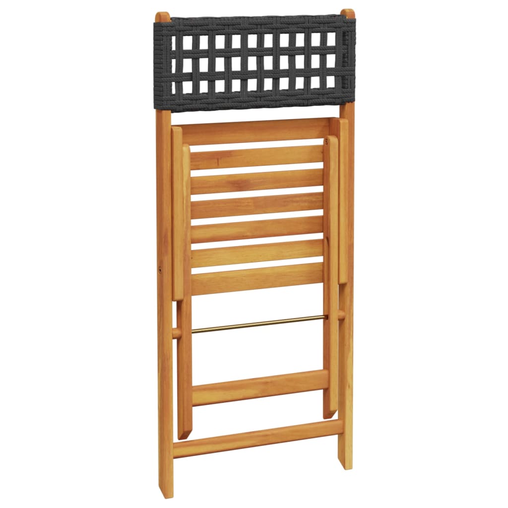 vidaXL Gartenstühle 4 Stk. Klappbar Schwarz Poly Rattan & Massivholz