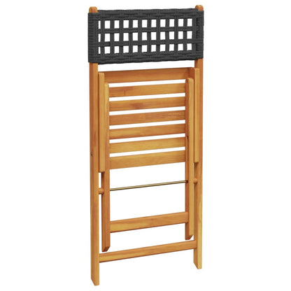 vidaXL Gartenstühle 4 Stk. Klappbar Schwarz Poly Rattan & Massivholz