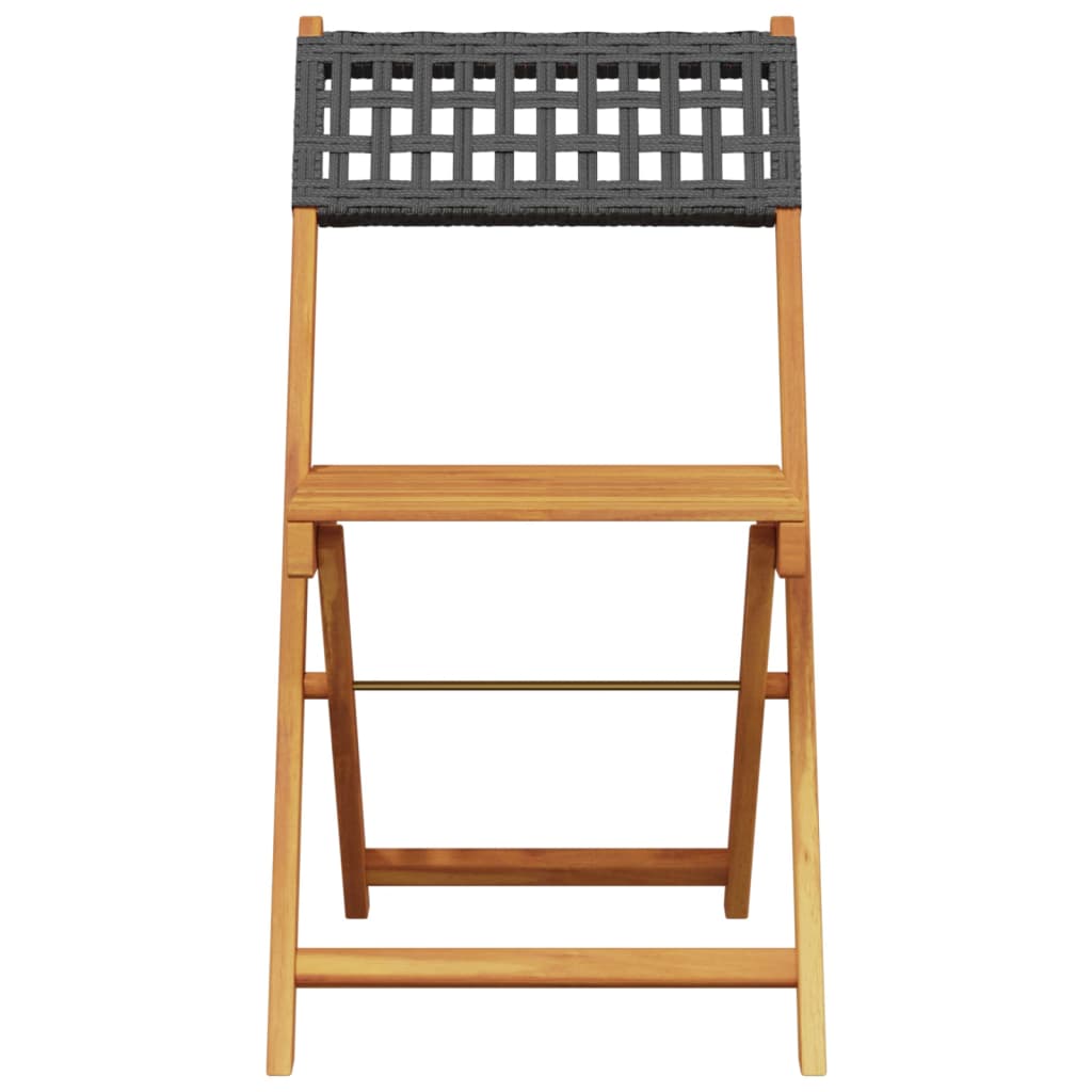 vidaXL Gartenstühle 6 Stk. Klappbar Schwarz Poly Rattan & Massivholz