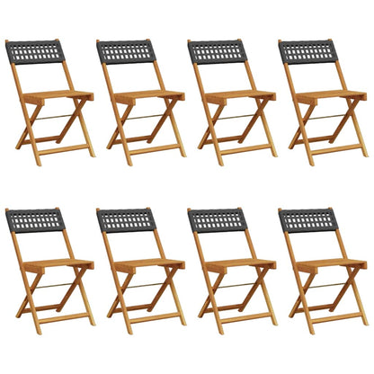 vidaXL Gartenstühle 8 Stk. Klappbar Schwarz Poly Rattan & Massivholz
