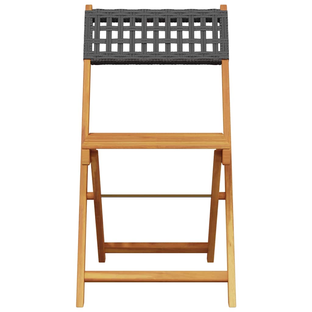 vidaXL Gartenstühle 8 Stk. Klappbar Schwarz Poly Rattan & Massivholz