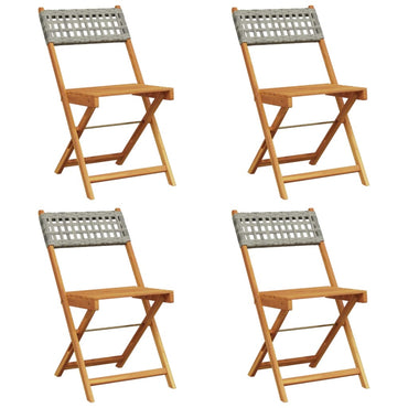 vidaXL Gartenstühle 4 Stk. Klappbar Grau Poly Rattan & Massivholz