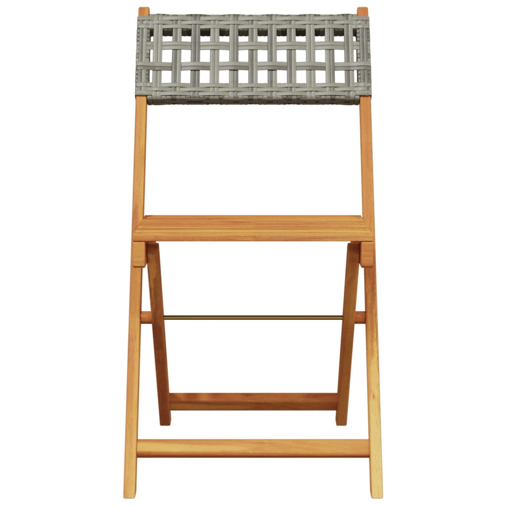 vidaXL Gartenstühle 4 Stk. Klappbar Grau Poly Rattan & Massivholz