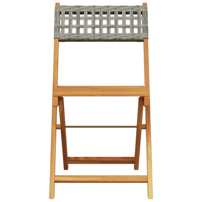vidaXL Gartenstühle 4 Stk. Klappbar Grau Poly Rattan & Massivholz