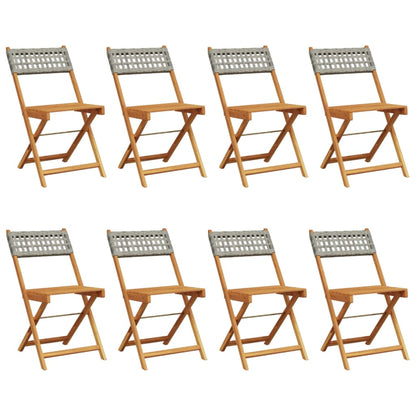 vidaXL Gartenstühle 8 Stk. Klappbar Grau Poly Rattan & Massivholz