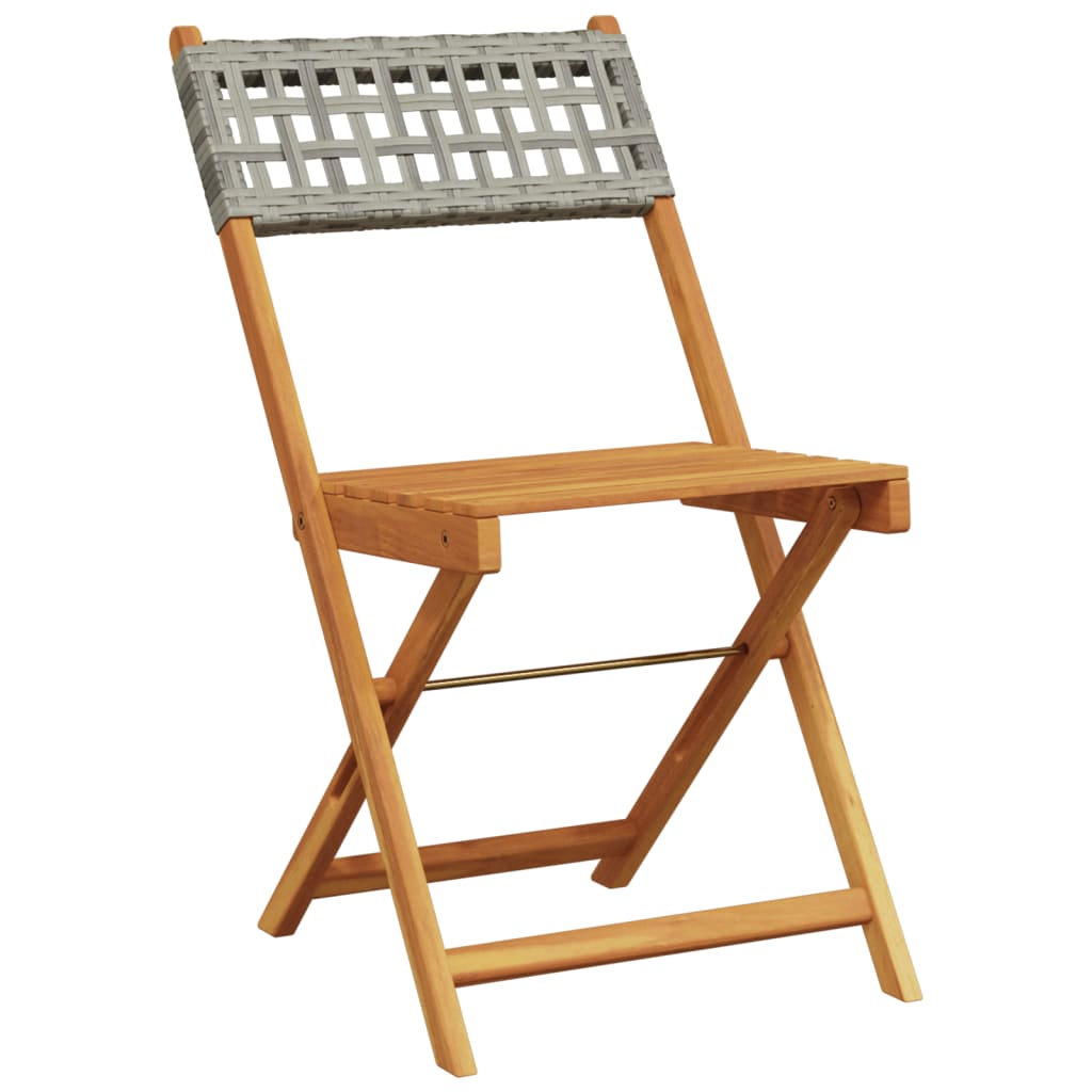 vidaXL Gartenstühle 8 Stk. Klappbar Grau Poly Rattan & Massivholz