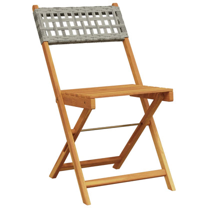 vidaXL Gartenstühle 8 Stk. Klappbar Grau Poly Rattan & Massivholz