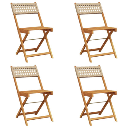 vidaXL Chaises de jardin 4 pcs Pliantes Beige Rotin PE & Bois massif