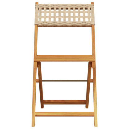 vidaXL Chaises de jardin 4 pcs Pliantes Beige Rotin PE & Bois massif