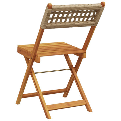 vidaXL Chaises de jardin 4 pcs Pliantes Beige Rotin PE & Bois massif