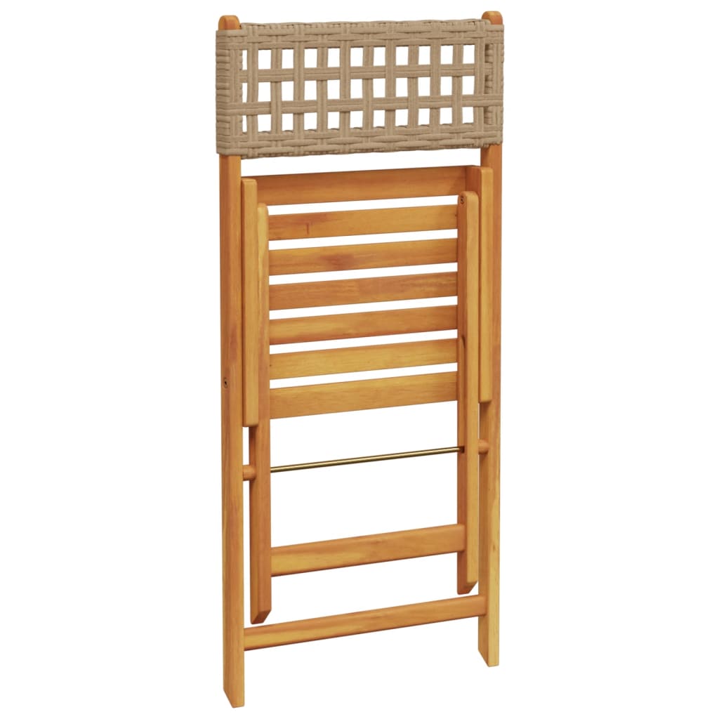 vidaXL Chaises de jardin 4 pcs Pliantes Beige Rotin PE & Bois massif