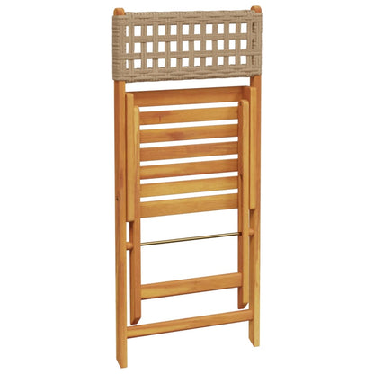 vidaXL Chaises de jardin 4 pcs Pliantes Beige Rotin PE & Bois massif