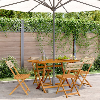 vidaXL Chaises de jardin 4 pcs Pliantes Beige Rotin PE & Bois massif