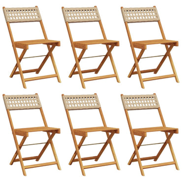 vidaXL Gartenstühle 6 Stk. Klappbar Beige Poly Rattan & Massivholz