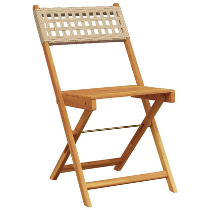 vidaXL Gartenstühle 6 Stk. Klappbar Beige Poly Rattan & Massivholz