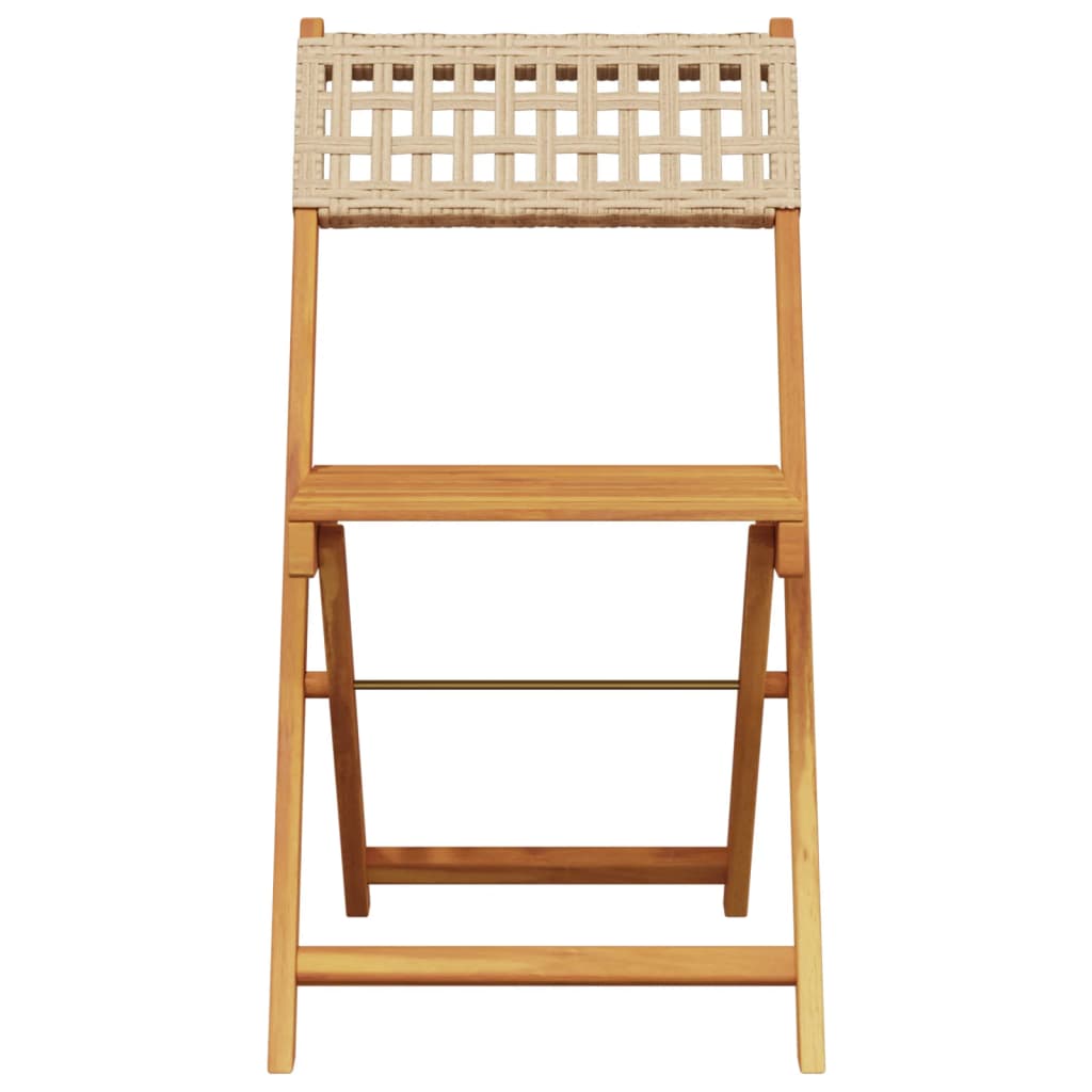 vidaXL Gartenstühle 6 Stk. Klappbar Beige Poly Rattan & Massivholz
