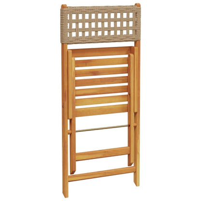 vidaXL Gartenstühle 6 Stk. Klappbar Beige Poly Rattan & Massivholz