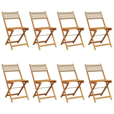 vidaXL Gartenstühle 8 Stk. Klappbar Beige Poly Rattan & Massivholz