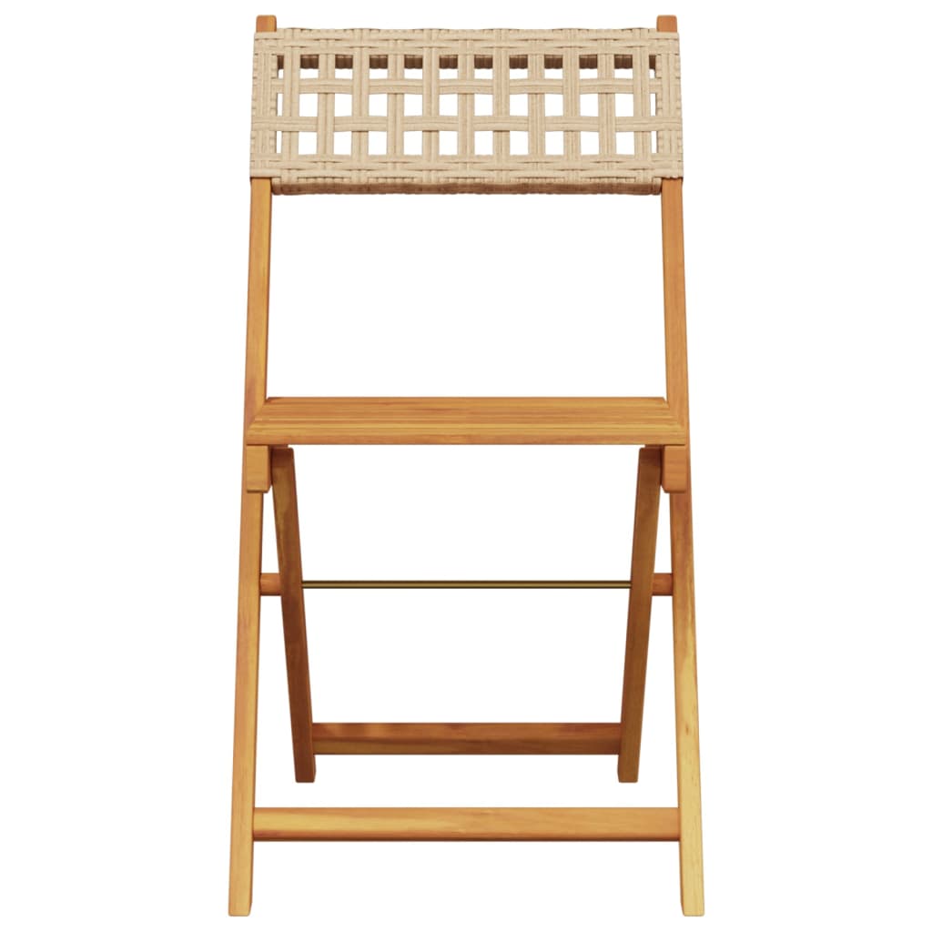 vidaXL Gartenstühle 8 Stk. Klappbar Beige Poly Rattan & Massivholz