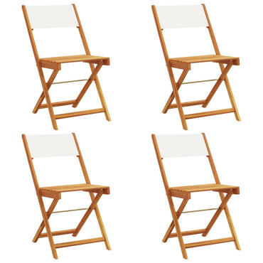 vidaXL Gartenstühle 4 Stk. Klappbar Cremeweiß Stoff und Massivholz