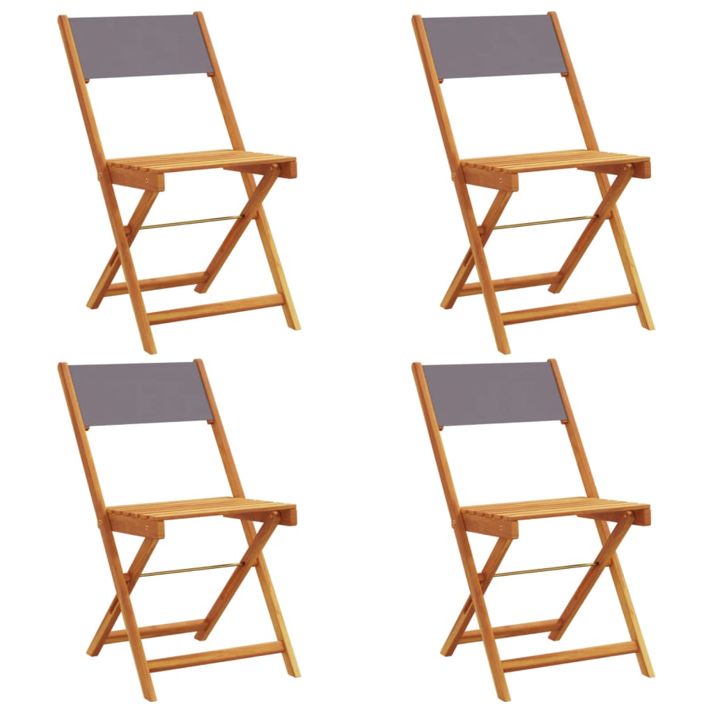 vidaXL Chaises de jardin 4 pcs Pliantes Anthracite Tissu et Bois massif
