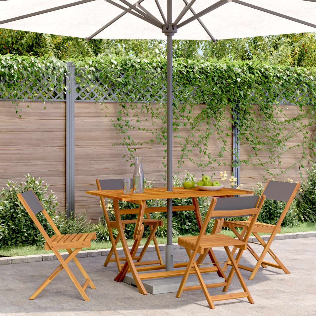 vidaXL Chaises de jardin 4 pcs Pliantes Anthracite Tissu et Bois massif