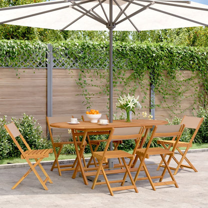vidaXL Gartenstühle 6 Stk. Klappbar Taupe Stoff und Massivholz