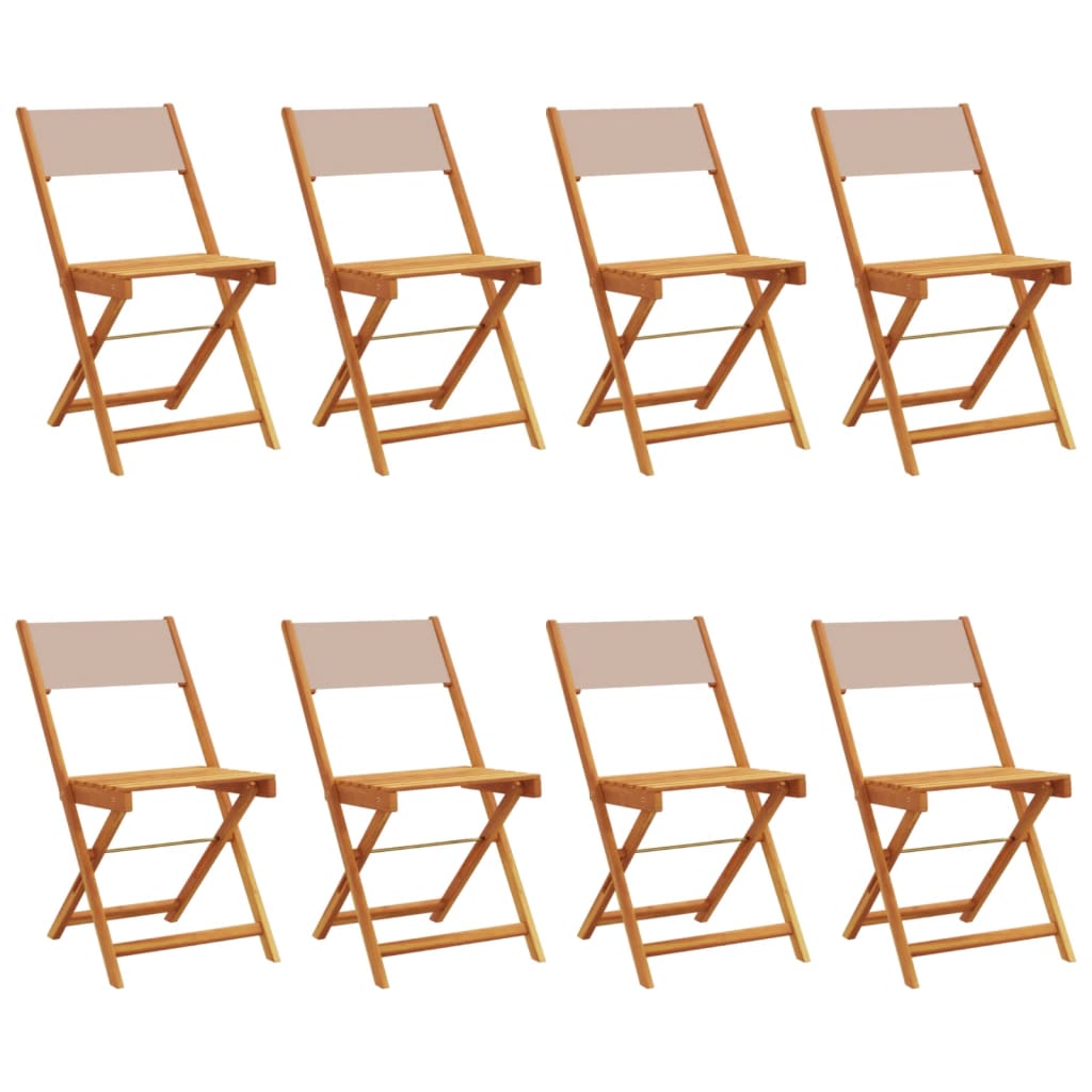 vidaXL Chaises de jardin 8 pcs Pliantes Tissu taupe et Bois massif