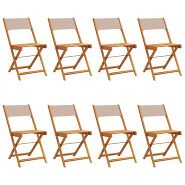 vidaXL Chaises de jardin 8 pcs Pliantes Tissu taupe et Bois massif