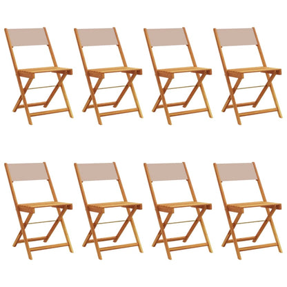 vidaXL Chaises de jardin 8 pcs Pliantes Tissu taupe et Bois massif