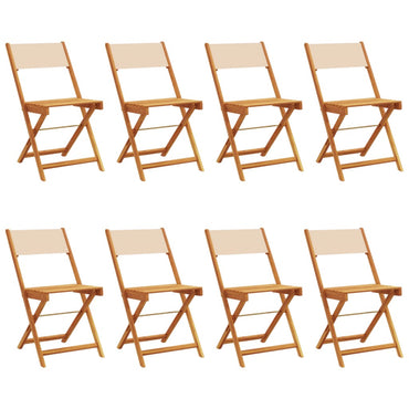 vidaXL Gartenstühle 8 Stk. Klappbar Beige Stoff und Massivholz