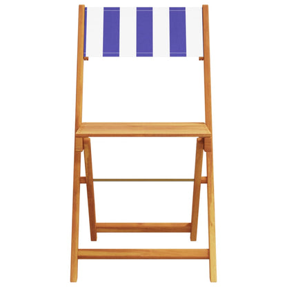vidaXL Chaises de jardin 4 pcs Pliantes Bleu et blanc Tissu et Bois massif