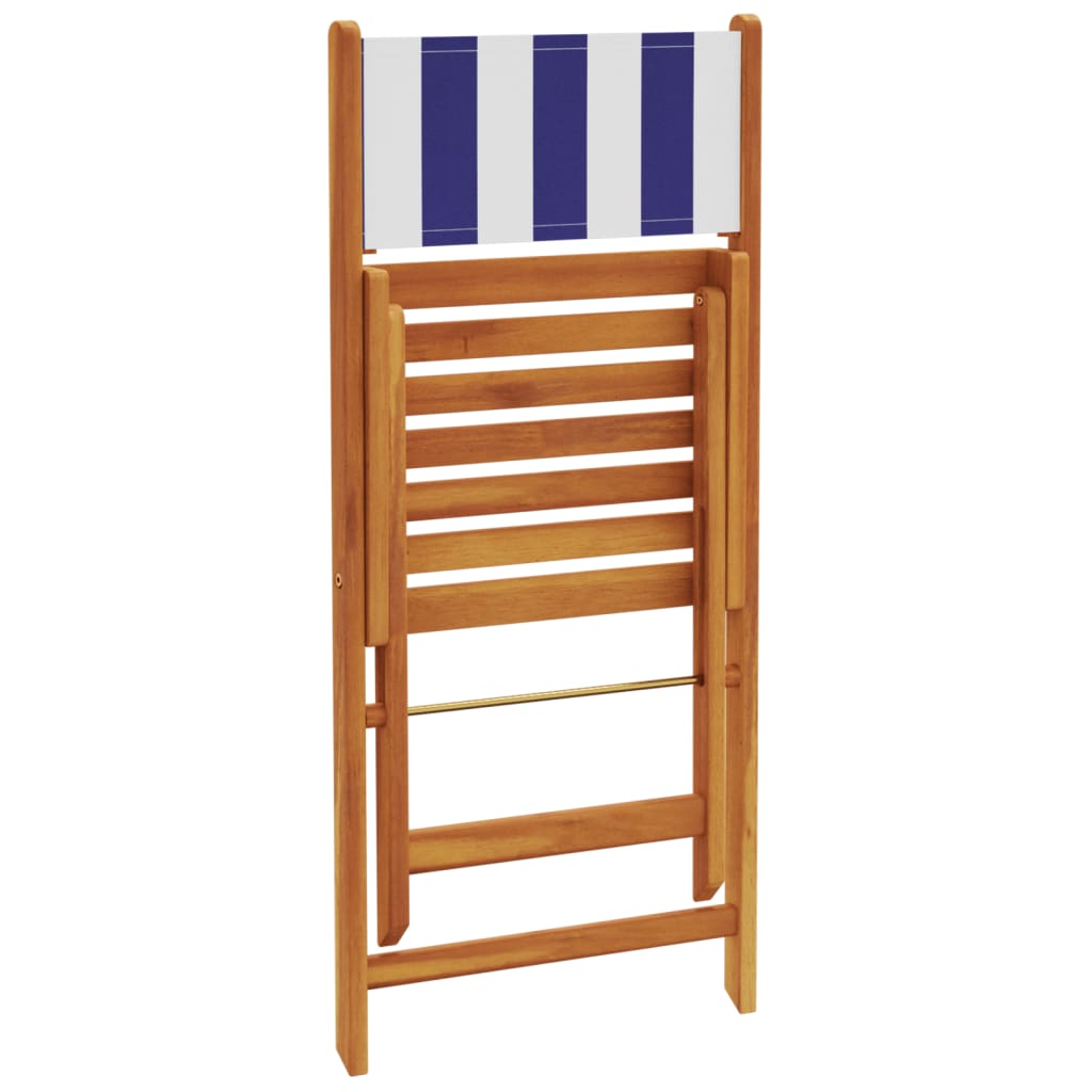 vidaXL Chaises de jardin 4 pcs Pliantes Bleu et blanc Tissu et Bois massif