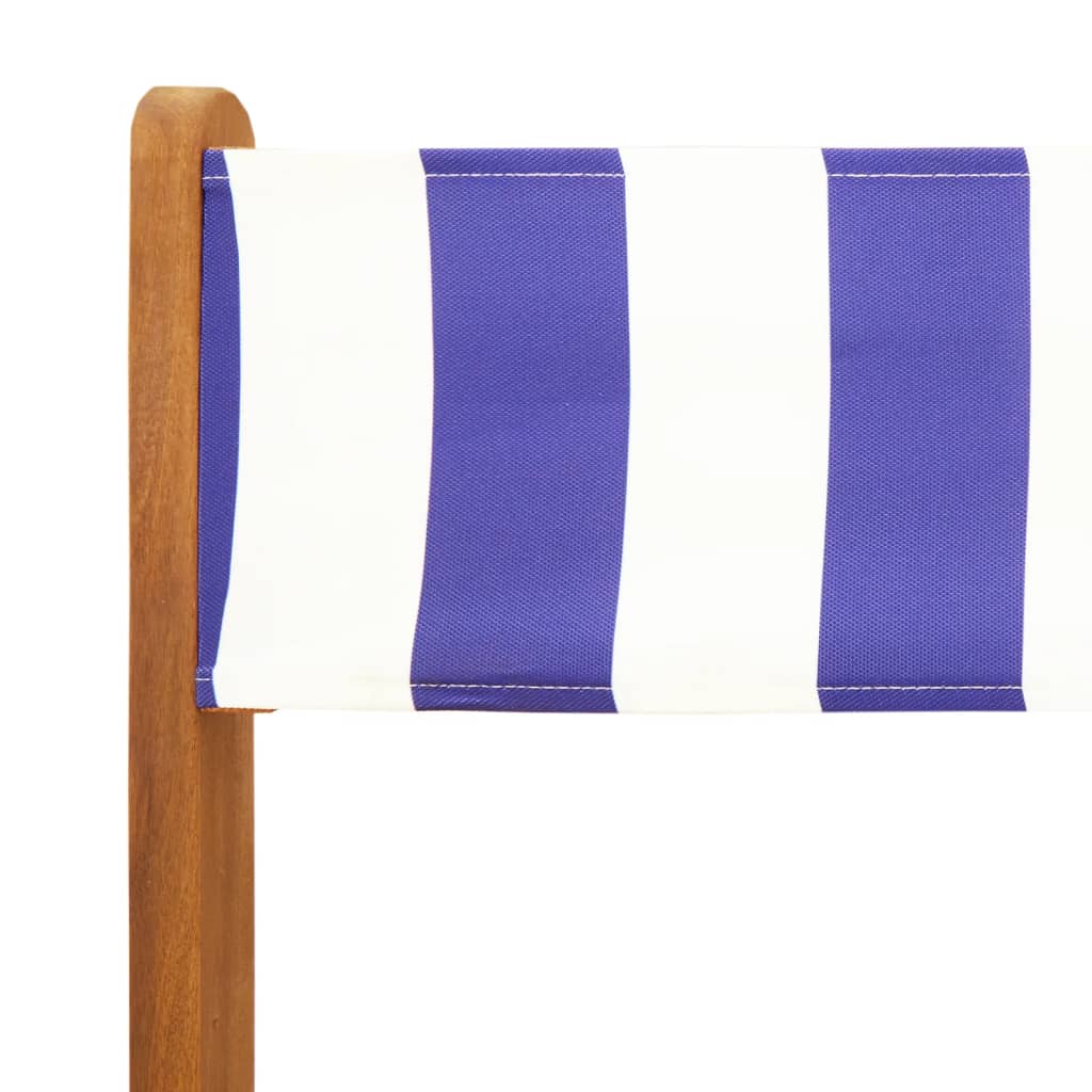 vidaXL Chaises de jardin 4 pcs Pliantes Bleu et blanc Tissu et Bois massif