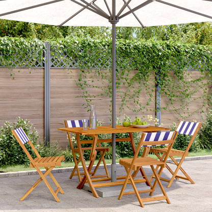 vidaXL Chaises de jardin 4 pcs Pliantes Bleu et blanc Tissu et Bois massif