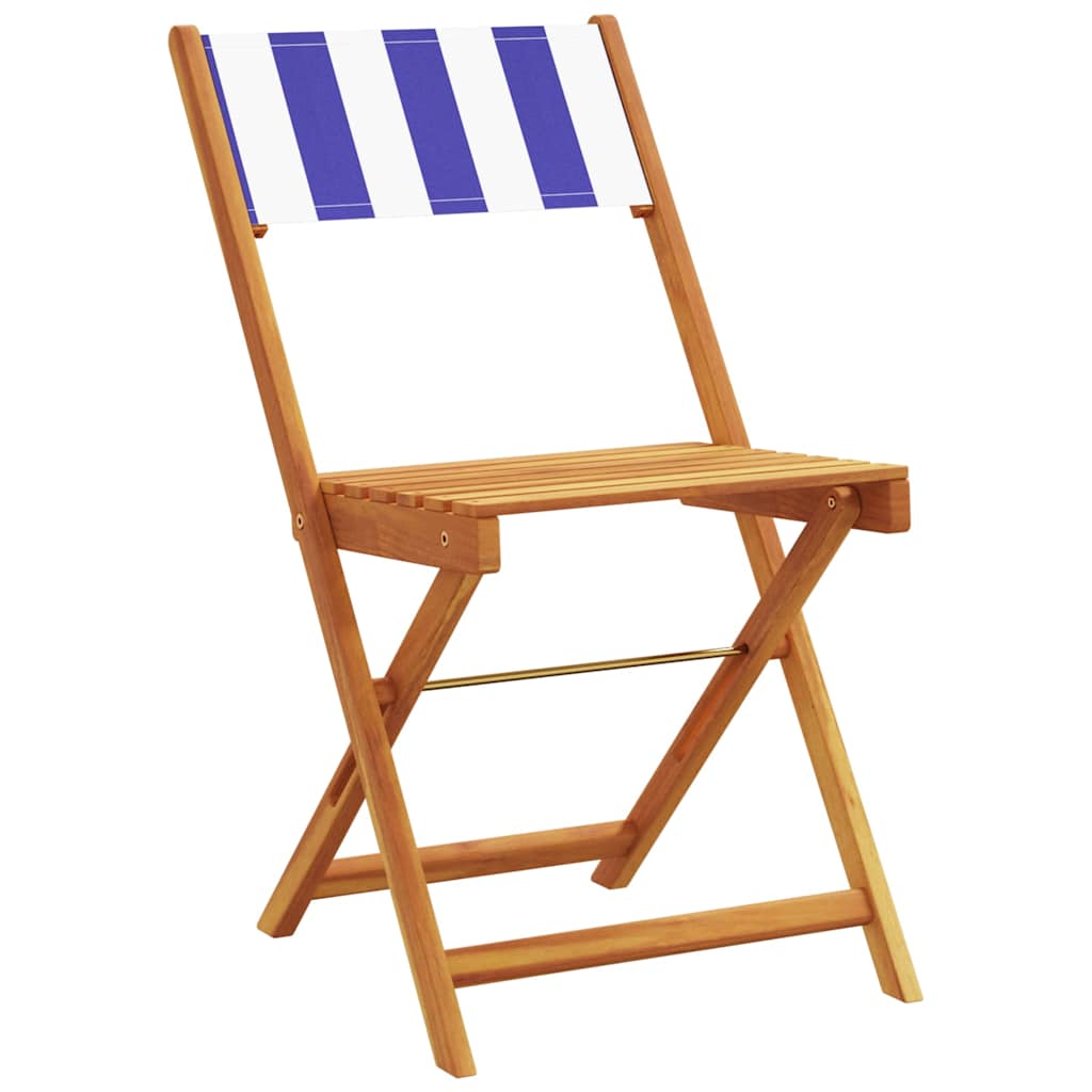 vidaXL Chaises de jardin 6 pcs. Pliables Bleu et blanc Tissu et bois massif