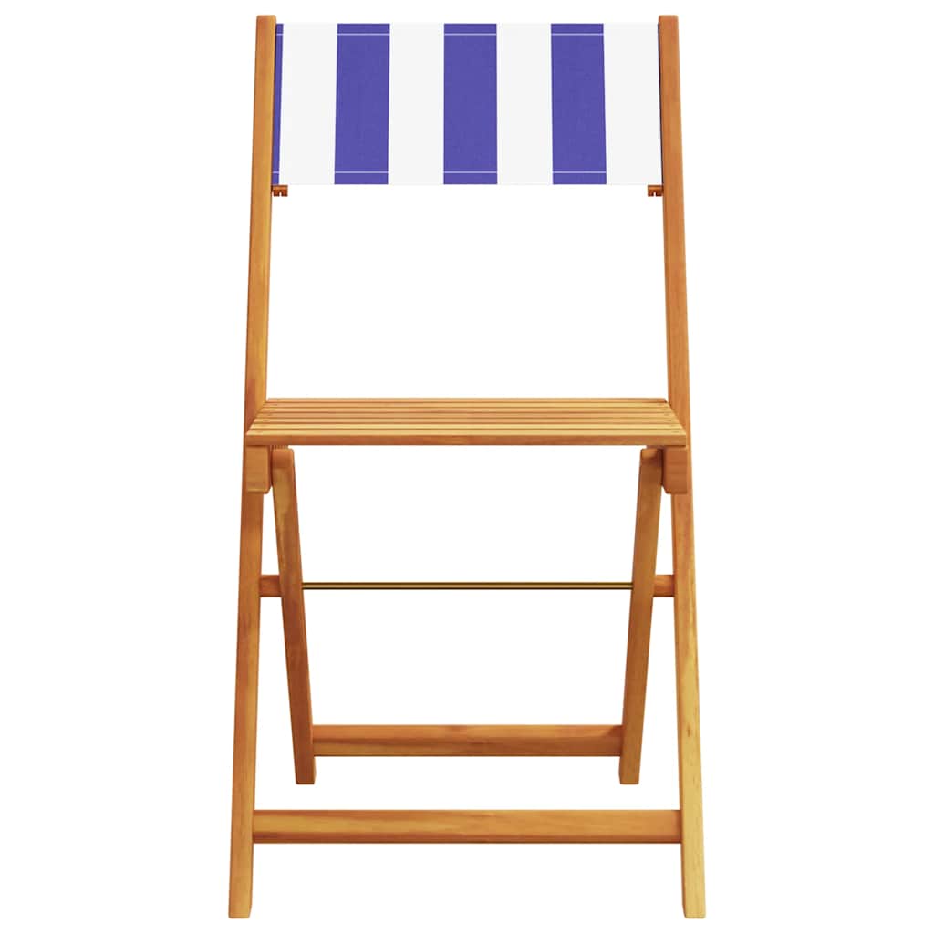 vidaXL Chaises de jardin 6 pcs. Pliables Bleu et blanc Tissu et bois massif