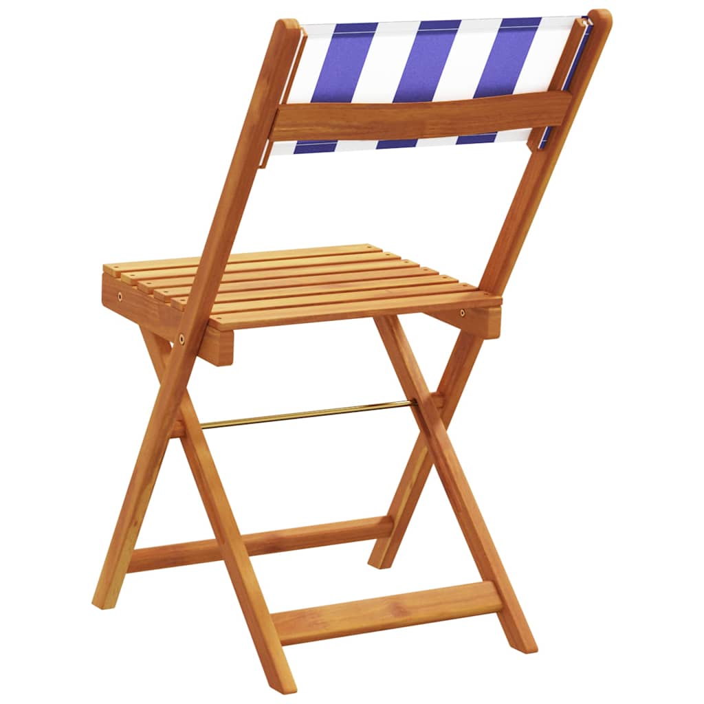vidaXL Chaises de jardin 6 pcs. Pliables Bleu et blanc Tissu et bois massif