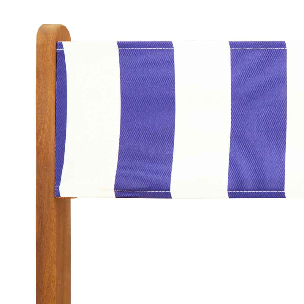 vidaXL Chaises de jardin 6 pcs. Pliables Bleu et blanc Tissu et bois massif
