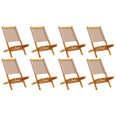 vidaXL Gartenstühle 8 Stk. Klappbar Taupe Stoff und Massivholz